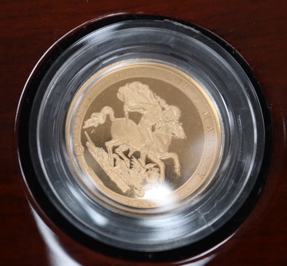 A cased Royal Mint 2017 gold Piedfort proof sovereign, with certificate No. 0388 of ltd edition presentation of 3,500